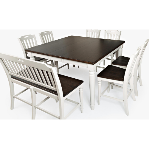 Orchard Park 8 Piece Counter Dining Set in Distressed Grey & Brown Wood